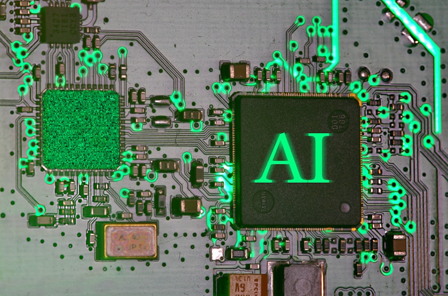 Close-up of an AI processor on a circuit board